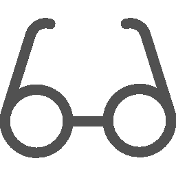 Grafische Darstellung einer runden Brille als minimalistisches Brillensymbol in Grau.