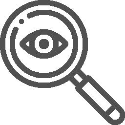 Grafik einer Lupe mit einem Auge im Zentrum als Symbol für Suche und Sichtbarkeit.